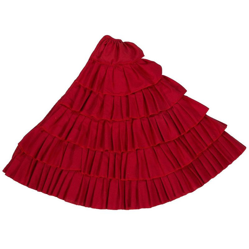 Christmas Tree Skirt - Circular Xmas Tree Decoration Fabric Christmas Tree Decor(48 Inches, Red Ruffled Trim)