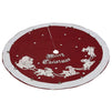 Red Christmas Tree Skirt, Fabric Tree Skirt with Santa's Sled and Reindeer (30 in)