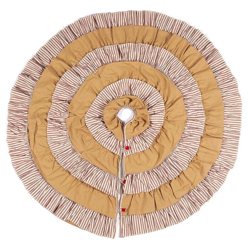 Juvale Christmas Tree Skirt, Ruffled Trim - Xmas Tree Decoration, Cotton Christmas Tree Decor, Brown - 49.5 x 0.1 x 49.5 Inches