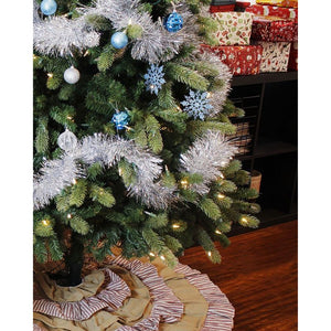 Juvale Christmas Tree Skirt, Ruffled Trim - Xmas Tree Decoration, Cotton Christmas Tree Decor, Brown - 49.5 x 0.1 x 49.5 Inches