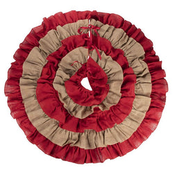 Juvale Rustic Red, Burlap Christmas Tree Skirt, Round Tree Skirt, Holiday Decor (42 in)