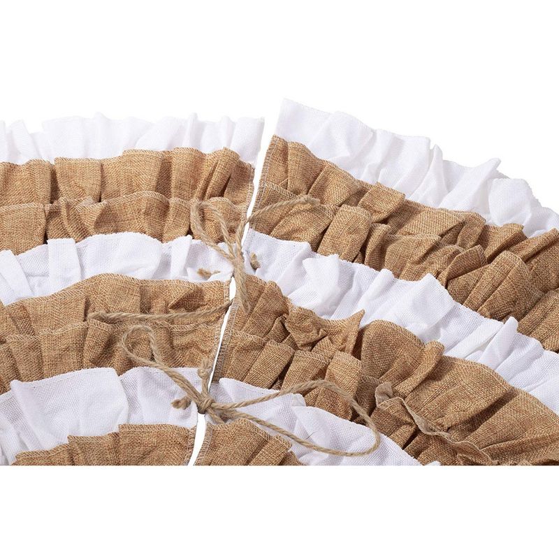 Juvale Rustic Christmas Tree Skirt, White and Brown Round Tree Skirt Holiday Decor (48 in)