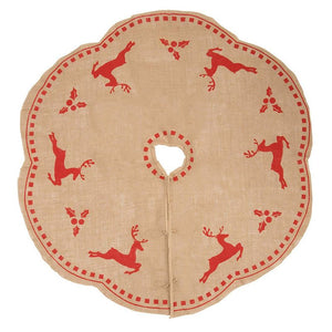 Juvale Vintage Christmas Tree Skirt, Burlap Reindeer Xmas Tree Skirt, Holiday Decor (48 in)