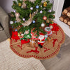 Juvale Vintage Christmas Tree Skirt, Burlap Reindeer Xmas Tree Skirt, Holiday Decor (48 in)