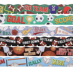 6 Assorted Rolls Sport Bulletin Board Strips, Classroom Decoration (39 feet per Design)