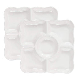 Porcelain Appetizer Serving Tray with 5 Compartments (2 Pack)