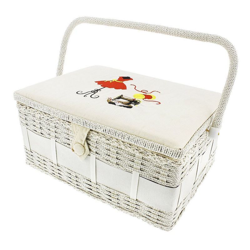 Sewing Basket Organizer with Needles and Kit (13 x 9 x 6 In, 30 Pieces)