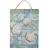 Juvale Wooden Wall Ornament - 2-Piece Small Hanging Decorations Under The Sea Seashells Design, Natural Decor Living Room, Hallway Dining Room, 8 x 5.9 x 0.9 inches