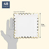 Juvale 48-Count White Square Paper Party Plates with Gold Foil Scalloped Edge, 7 Inches