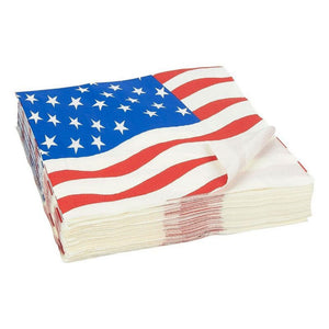 American Flag Party Bundle, Includes Paper Plates, Napkins, Cups and Cutlery (Serves 24, 144 Total Pieces)