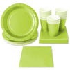 Lime Green Party Supplies, Paper Plates, Cups, and Napkins (Serves 24, 72 Pieces)