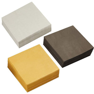 210 Pack of Paper Cocktail Napkins in 3 Colors Gold, Black, Silver, 5 x 5 In)