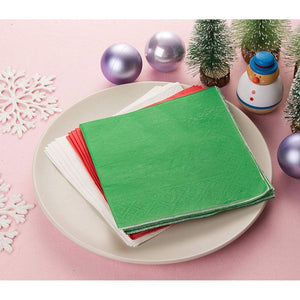 Christmas Party Decorations, Paper Napkins (Red, Green, White, 5 x 5 In, 210 Pack)