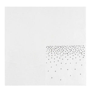 Silver Cocktail Napkins - 100-Pack Disposable Napkins with Silver Foil Polka Dot Confetti, 3-Ply, Wedding Party Supplies, Folded 5 x 5 Inches