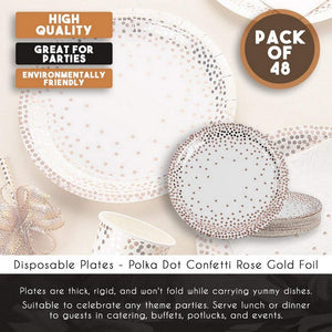 Rose Gold Party Supplies, 9 Inch Paper Plates (9 In, 48-Pack)