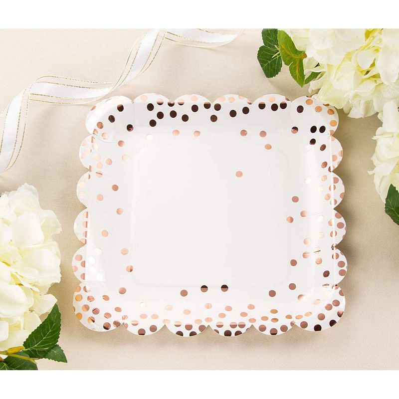 Rose Gold Plates with Scalloped Edging (9 x 9 In, 48-Pack)