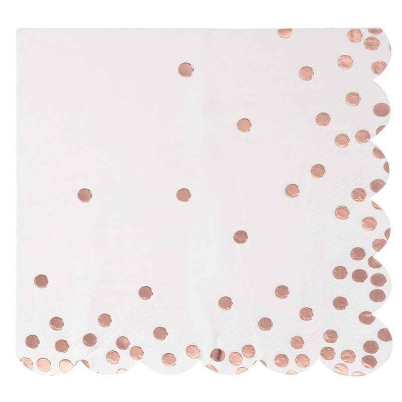 Birthday Party Decorations, Polka Dot Napkins (Rose Gold, 50-Pack)