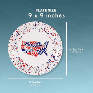 4th of July Party Supplies, Plates, Napkins, Cups, Cutlery (24 Guests, 144 Pieces)