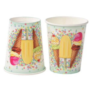 Ice Cream Party Supplies, Paper Plates, Napkins, Cups and Plastic Cutlery (Serves 24, 144 Pieces)