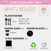 Donut Party Supplies, Paper Plates, Napkins, Cups and Plastic Cutlery (Serves 24, 144 Pieces)