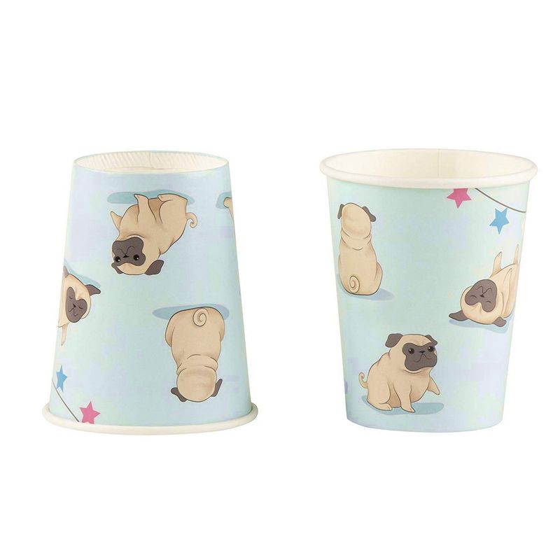 Disposable Dinnerware Set - Serves 24 - Dog Party Supplies for Kids Birthdays, Pugs Design, Includes Plastic Knives, Spoons, Forks, Paper Plates, Napkins, Cups