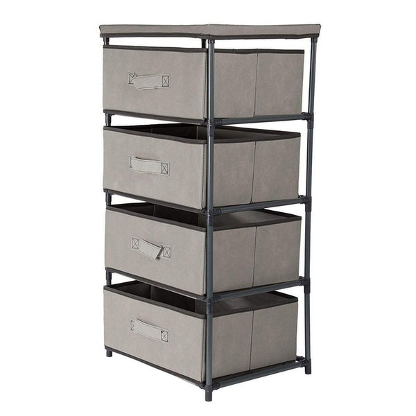 4-Tier Dresser Drawer Organizer, Storage for Clothes (16.5 x 13 In, Light Gray)