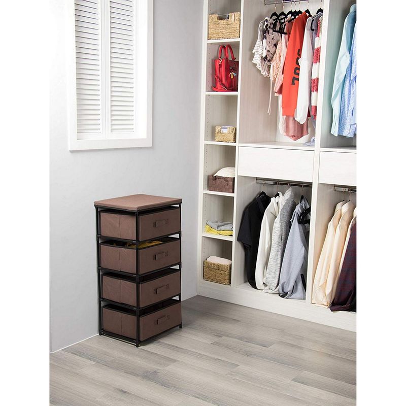 4-Tier Dresser Drawer Organizer, Storage for Clothes (16.5 x 13 In, Dark Brown)