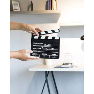 Clapper Board - 2-Pack Movie Clapboards, Hollywood Director Film Slate for Movie Scene Production Decoration Prop, Black, 8 x 0.5 x 7.25 Inches