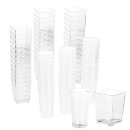 Plastic Shot Glass and Square Dessert Cups for Parties (3 Oz, 5 Oz)