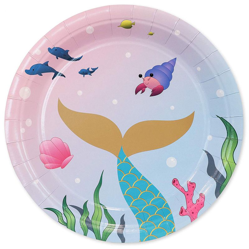 Juvale 144 Piece Mermaid Party Pack (Serves 24 Guests) Plates, Napkins, Cups, Forks, Spoons and Knives