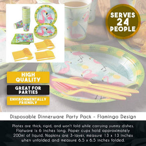 Flamingo Party Bundle Includes Plates, Napkins, Cups, and Cutlery (Serves 24,144 Pieces)
