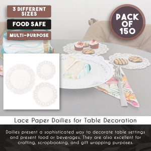 350 PCS Disposable Doilies Paper Lace Assorted Size Food Grade Decorative  Placemats Add Elegance to Serving Tray Plates, Coffee, Cake, Desert, Table