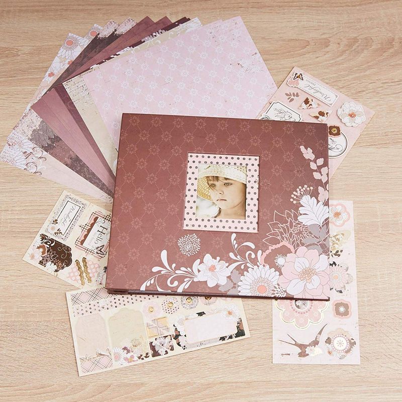 DIY Scrapbook Kit Photo Album - Dusty Pink, 10.63 x 9.13 x 1.38 Inches