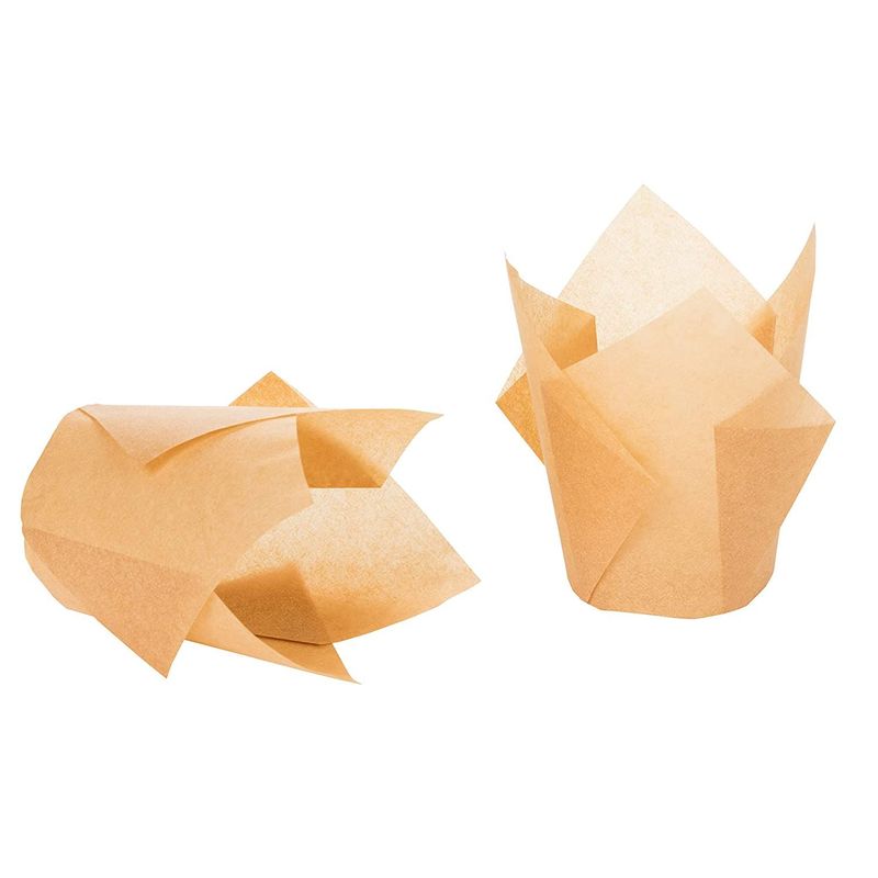 Tulip Cupcake Liners - 300-Pack Medium Baking Cups, Muffin Wrappers, Perfect for Birthday Parties, Weddings, Baby Showers, Bakeries, Catering, Restaurants, Kraft Brown