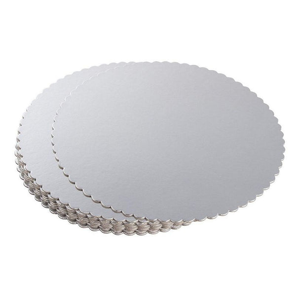 12-Pack Round Cake Boards, Cardboard Scalloped Cake Circle Bases, 11.5 Inches Diameter, Silver