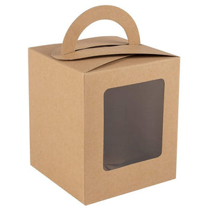 Kraft Cupcake Boxes with Clear Window and Inserts (3.7 x 4.2 x 3.7 In, 50 Pack)