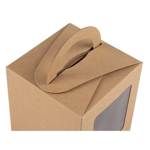 Kraft Cupcake Boxes with Clear Window and Inserts (3.7 x 4.2 x 3.7 In, 50 Pack)