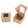 Cake Box – 50 Pack Disposable Pastry Box, Kraft Paper Bakery Box with Display Window for Mini Cake, Cupcake, Cookie, Dessert, Donuts, Pastry - 4 x 4 x 2.3 Inches, Brown