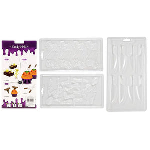 Halloween Chocolate Candy Model- 3-Pack Decorating Moulds for Halloween Parties, Holiday Theme for Chocolate, Gummy Candy, Jello, Assorted Designs Including Skull, Bat, Knife