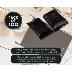 Juvale Poly Mailers 10x13-100-Piece Shipping Envelopes - Shipping Mailer Bags - Black