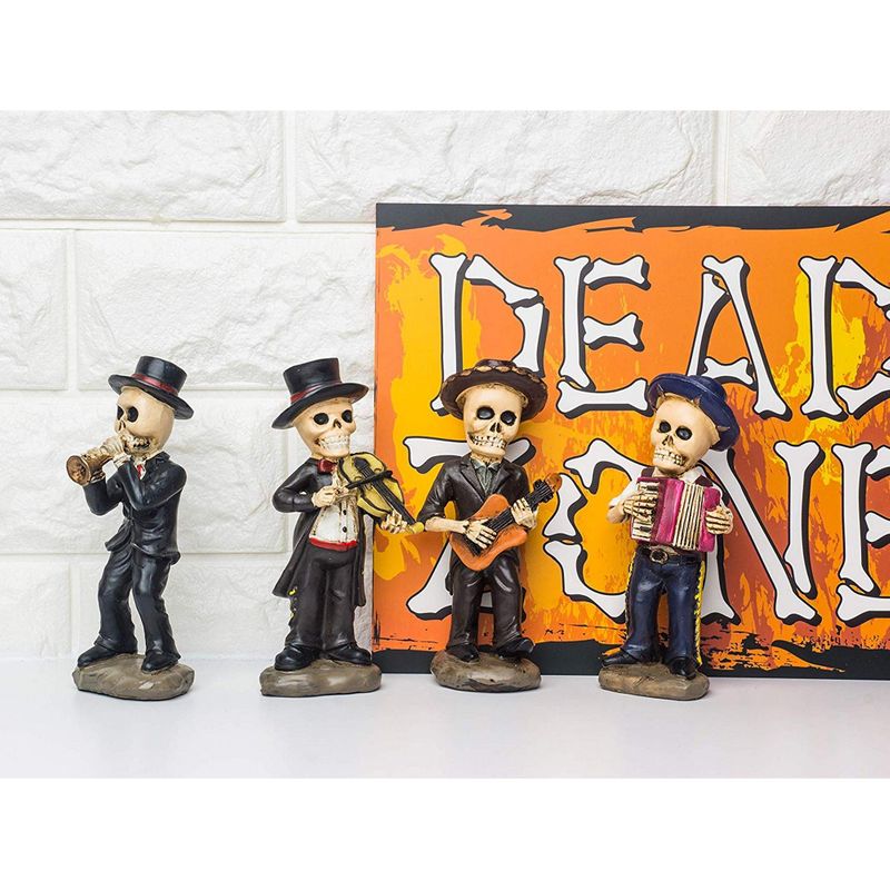 Juvale Decorative Skull Mariachi Band for Day of The Dead (2.2 x 5.5 x 1.3 in, 4 Piece)
