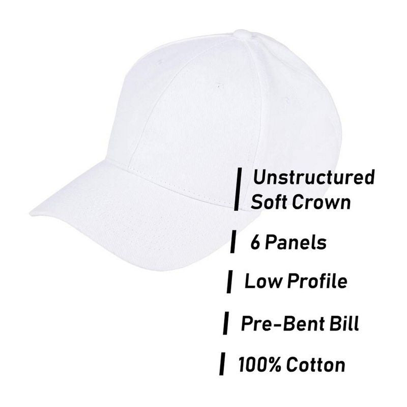 Juvale Plain Baseball Caps (Adult Size, White, 24-Pack)