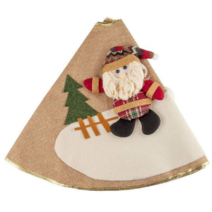 Juvale Fabric Christmas Tree Skirt, Vintage Plush Santa and Snowman Mini Tree Skirt (35 in)