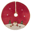 Juvale Red Christmas Tree Skirt - Winter Holiday Vintage Decoration, 35-Inch Skirt with Gold Trim, Plush Santa Face, Mini Snowflakes, Classic Design Indoor Festive Season Decor