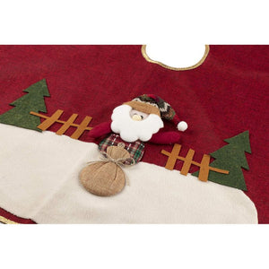 Juvale Red Christmas Tree Skirt - Winter Holiday Vintage Decoration, 35-Inch Skirt with Gold Trim, Plush Santa Claus and Gift Sack, Mini Snowflakes, Classic Design Indoor Festive Season Decor