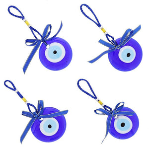 Juvale Evil Eye Glass Wall Hanging Home Decor 3 Inch Charm (4 Pack)