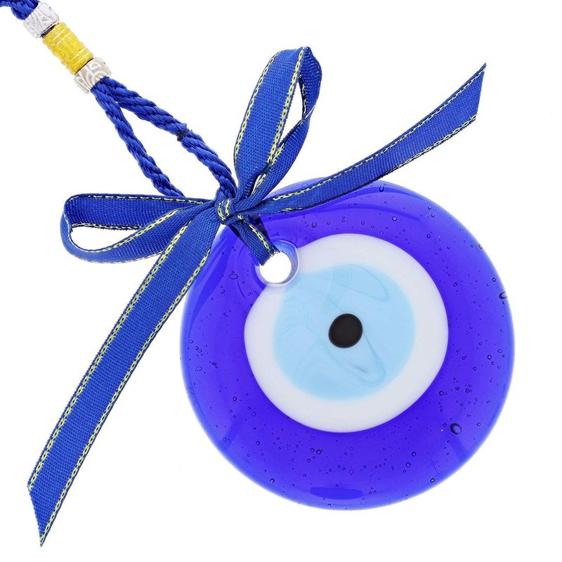 Juvale Evil Eye Glass Wall Hanging Home Decor 3 Inch Charm (4 Pack)