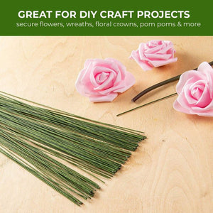 Floral Stem Wire for DIY Crafts and Flower Arrangements (16 in, 22 Gauge, 300 Pack)
