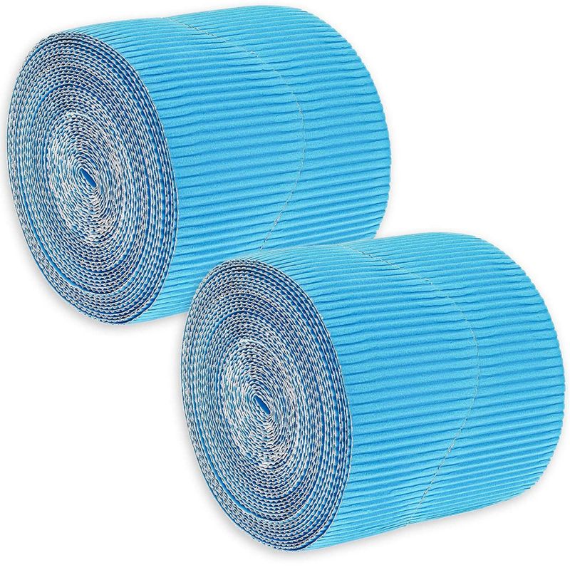 Juvale 2-Rolls Blue Bulletin Board Scalloped Border Decoration for Classroom, 2 Inches x 50 Feet