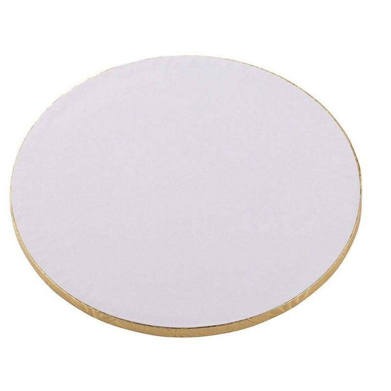 Cake Boards Rounds - 3 Piece Gold Foil Pizza Base Disposable Drum Circles, Corrugated Paper Board, FDA Approved, 14 Inches in Diameter